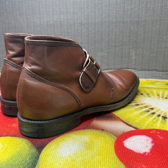 Hanover Mens Size 10 C Brown Leather Monk Strap Buckle Ankle Boots main image 9